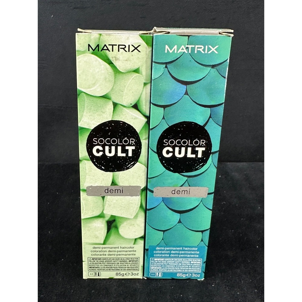 Matrix SoColor Cult Demi Hair Color 2 Boxes Sweet Mint & Mermaid Teal (3 oz ea)